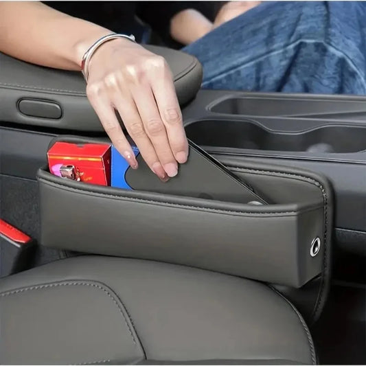 Qirelle Car Seat Gap Filler Organizer — Slim PU Leather Console Pocket