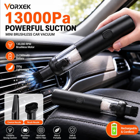 Qirelle Cordless Car Vacuum — 13000Pa Handheld Power That Leaves Zero Crumbs Behind